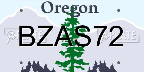 BZAS72 Oregon License Plate