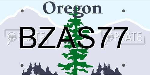 BZAS77 Oregon License Plate