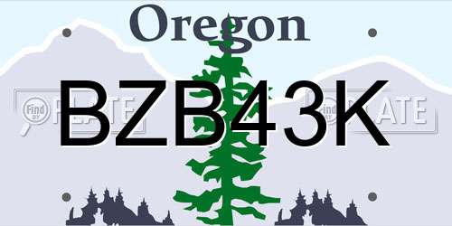 BZB43K Oregon License Plate