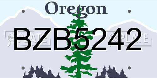 BZB5242 Oregon License Plate