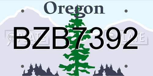 BZB7392 Oregon License Plate