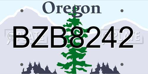 BZB8242 Oregon License Plate