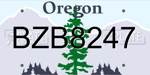 BZB8247 Oregon License Plate