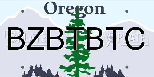 BZBTBTC Oregon License Plate