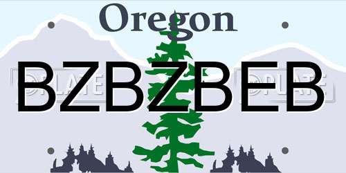 BZBZBEB Oregon License Plate