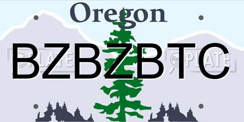 BZBZBTC Oregon License Plate