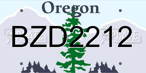BZD2212 Oregon License Plate