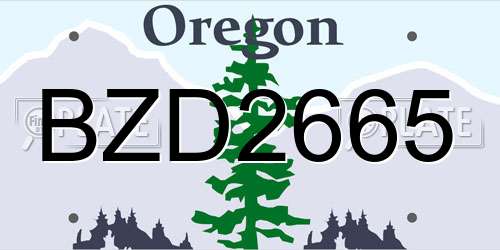 BZD2665 Oregon License Plate