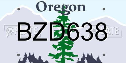 BZD638 Oregon License Plate