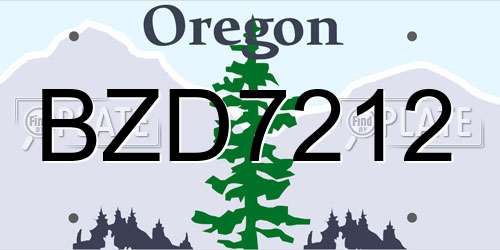 BZD7212 Oregon License Plate