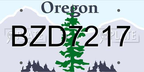 BZD7217 Oregon License Plate