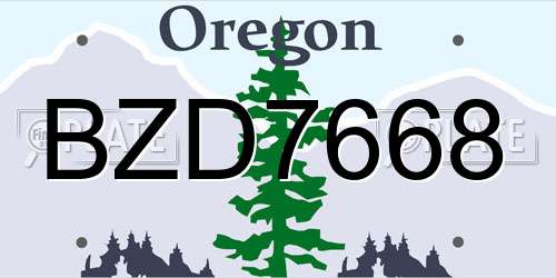 BZD7668 Oregon License Plate