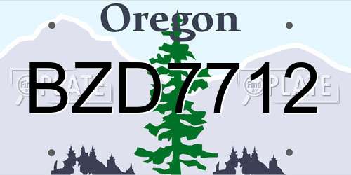 BZD7712 Oregon License Plate