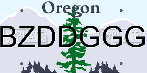 BZDDGGG Oregon License Plate