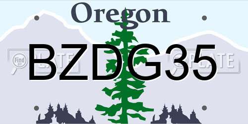BZDG35 Oregon License Plate