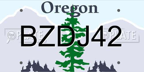 BZDJ42 Oregon License Plate
