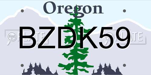 BZDK59 Oregon License Plate