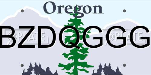 BZDQGGG Oregon License Plate