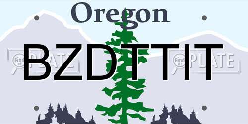BZDTTIT Oregon License Plate