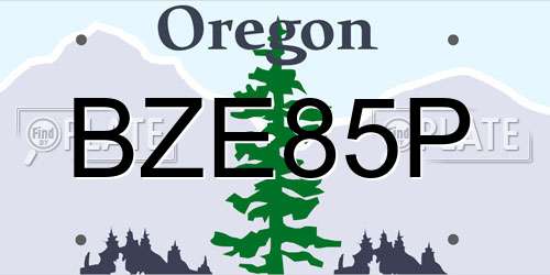 BZE85P Oregon License Plate