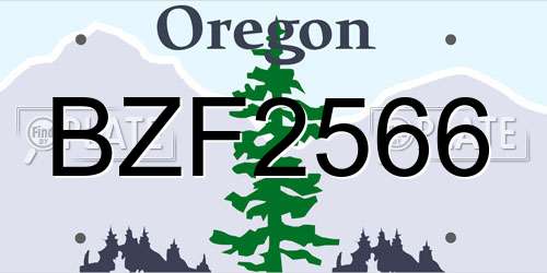 BZF2566 Oregon License Plate