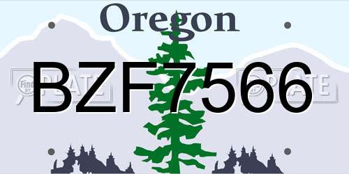 BZF7566 Oregon License Plate