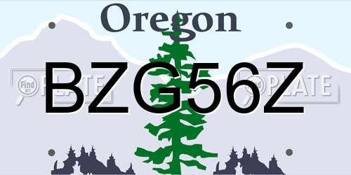 BZG56Z Oregon License Plate