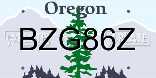 BZG86Z Oregon License Plate