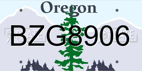 BZG8906 Oregon License Plate