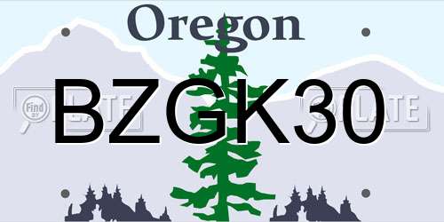 BZGK30 Oregon License Plate