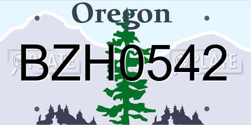 BZH0542 Oregon License Plate