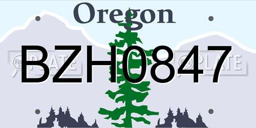 BZH0847 Oregon License Plate