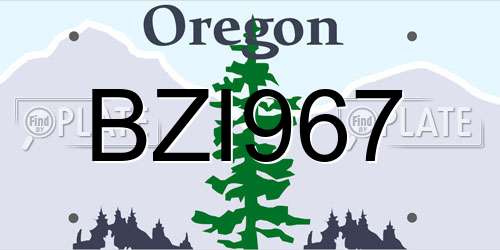 BZI967 Oregon License Plate
