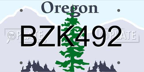 BZK492 Oregon License Plate