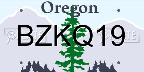 BZKQ19 Oregon License Plate