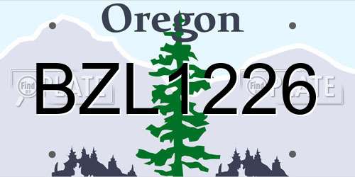 BZL1226 Oregon License Plate
