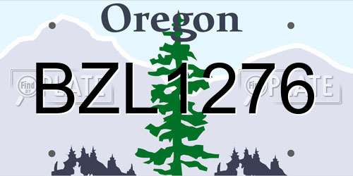 BZL1276 Oregon License Plate