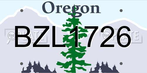 BZL1726 Oregon License Plate