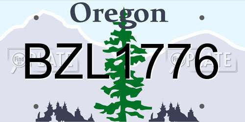 BZL1776 Oregon License Plate