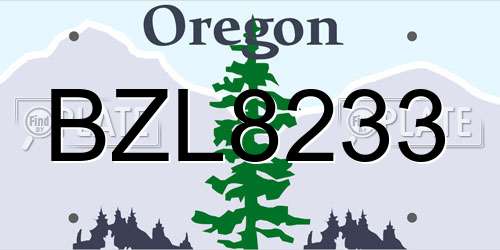 BZL8233 Oregon License Plate