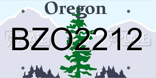 BZO2212 Oregon License Plate