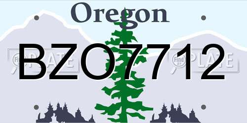 BZO7712 Oregon License Plate