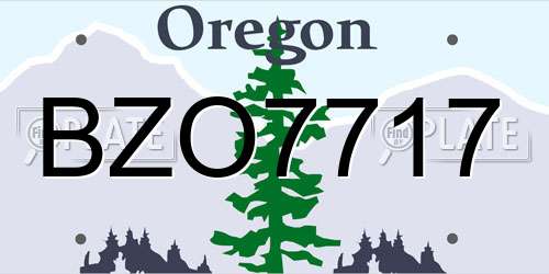 BZO7717 Oregon License Plate