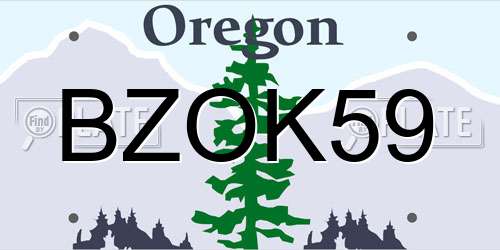 BZOK59 Oregon License Plate
