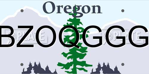 BZOQGGG Oregon License Plate