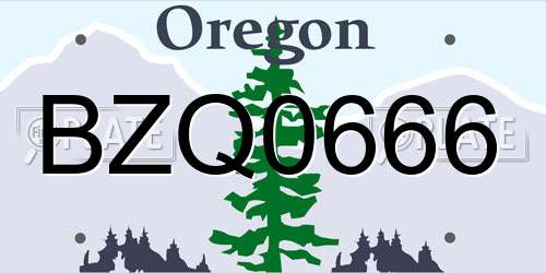 BZQ0666 Oregon License Plate