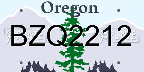 BZQ2212 Oregon License Plate