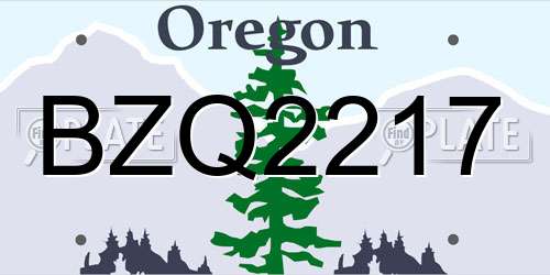 BZQ2217 Oregon License Plate