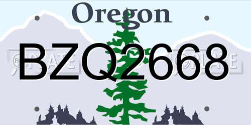 BZQ2668 Oregon License Plate
