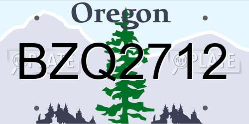BZQ2712 Oregon License Plate